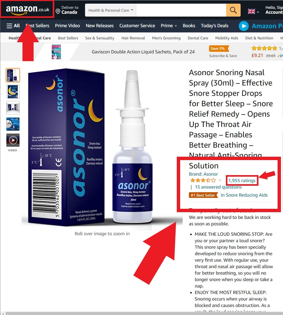 Asonor rate in Amazon